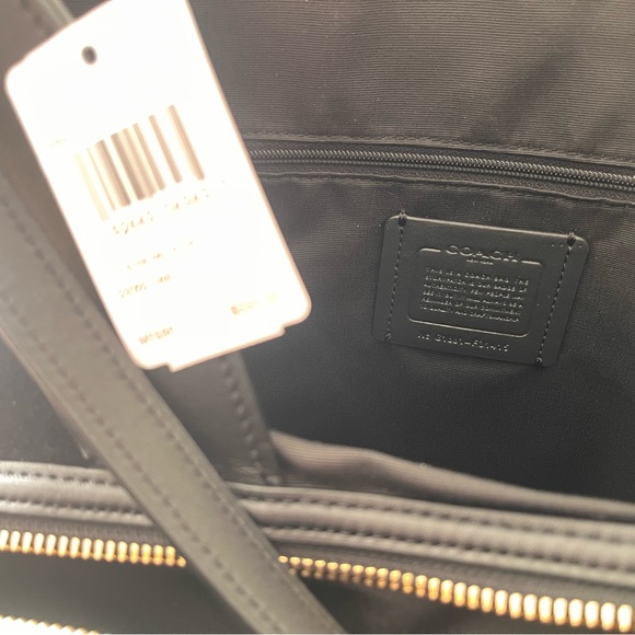 NWT Authentic Coach black Leather Suede Large Tote - Picture 5 of 11